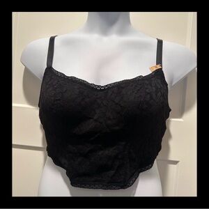 Victoria's Secret PINK Black Lace Lightly Lined Longline Bra Size XL
